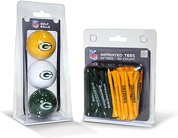 Team Golf NFL Logo Imprinted Golf Balls (3 Count) & 2-3/4" Regulation Golf Tees (50 Count), Multi Colored