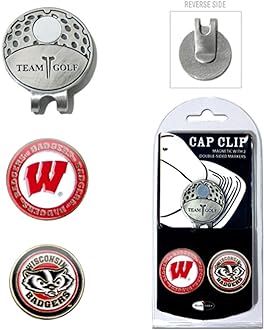 Team Golf NCAA Golf Cap Clip with 2 Removable Double-Sided Enamel Magnetic Ball Markers, Attaches Easily to Hats
