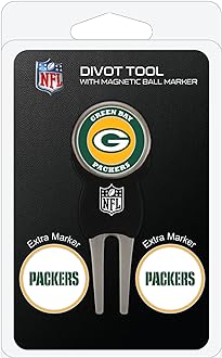 Team Golf NFL Divot Tool with 3 Golf Ball Markers Pack, Markers are Removable Magnetic Double-Sided Enamel