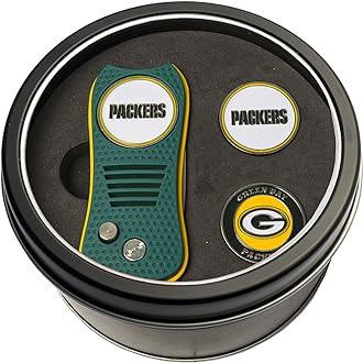 Team Golf NFL Gift Set Retractable Divot Tool with 3 Double-Sided Magnetic Ball Markers, Patented Single Prong Design, Causes Less Damage to Greens, Retractable Mechanism