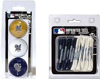 Team Golf MLB Logo Imprinted Golf Balls (3 Count) & 2-3/4" Regulation Golf Tees (50 Count), Multi Colored