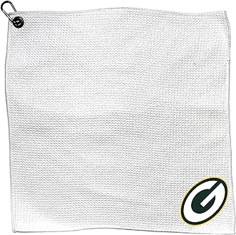 Team Golf NFL Team Golf NFL Microfiber Towel - 15" X 15" (White) with Carabiner Clip, Premium Microfiber with Deep Waffle Pockets- Superior Water Absorption and Quick Dry Golf Cleaning Towel