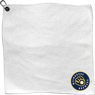 Team Golf MLB MLB Microfiber Towel - 15" X 15" (White) with Carabiner Clip, Premium Microfiber with Deep Waffle Pockets- Superior Water Absorption and Quick Dry Golf Cleaning Towel