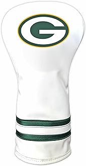 Team Golf NFL Green Bay Packers White Vintage Driver Head Cover White Vintage Driver Golf Club Headcover, Form Fitting Design, Retro Design