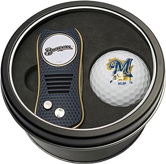 Team Golf MLB Gift Set Switchblade Divot Tool with Double-Sided Magnetic Ball Marker & Golf Ball, Patented Single Prong Design, Less Damage to Greens, Switchblade Mechanism